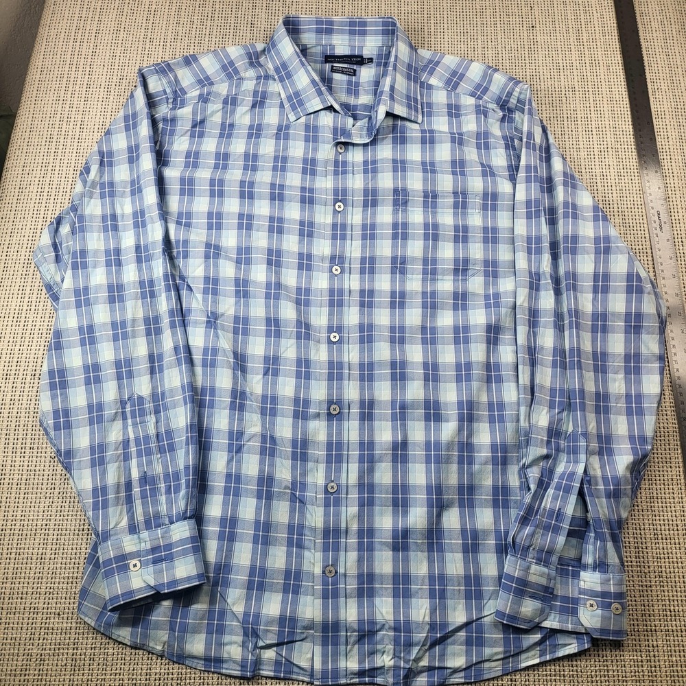 Southern Tide Shirt Mens 2XL Blue Plaid Long Sleeve Stretch Button Up Casual